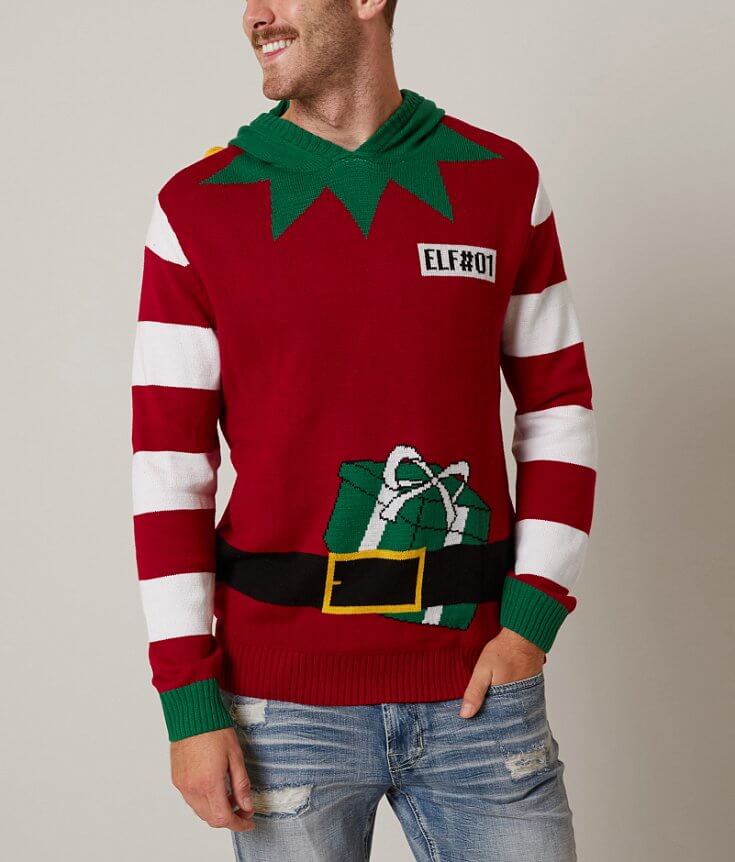 Ugly Christmas Sweater Elf Hooded Sweater