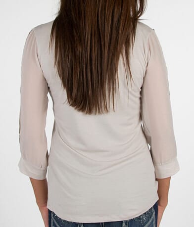 BKE Boutique Cold Shoulder Top back view