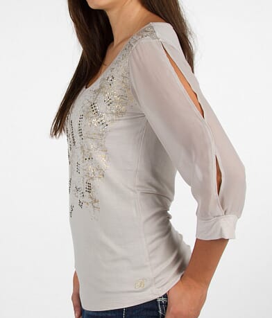 BKE Boutique Cold Shoulder Top full left side view