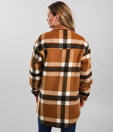 Vigoss Oversized Wool Blend Plaid Shacket BACK