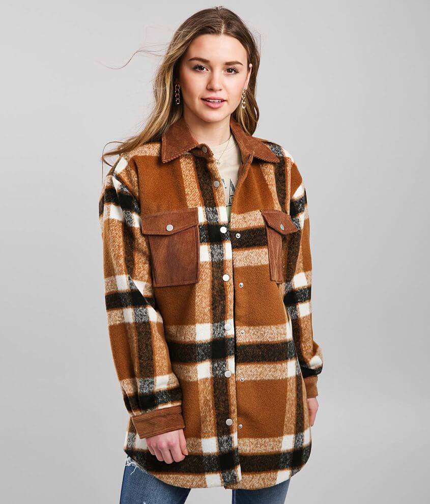 Vigoss Oversized Wool Blend Plaid Shacket - Women's Coats/Jackets in ...