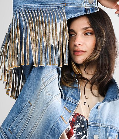Sterling &amp; Stitch Fringe Denim Jacket MISC_DETAIL_1