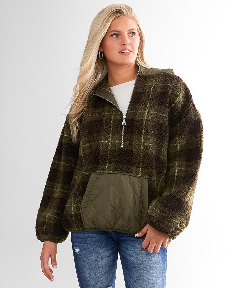 Plaid half best sale zip pullover