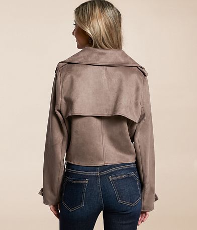 Open SZN Faux Suede Cropped Jacket back view