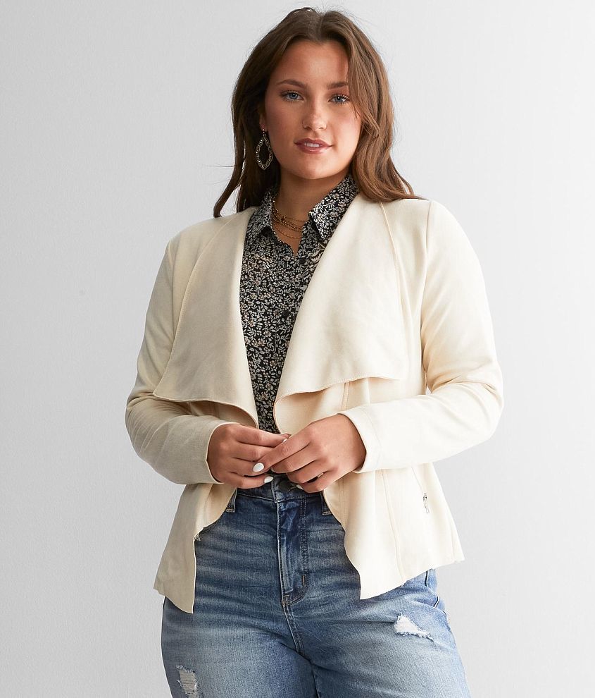 White faux hot sale suede jacket