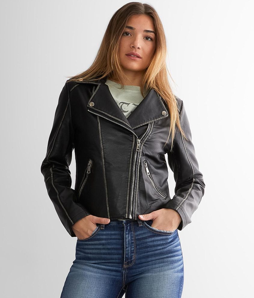 Hooded biker jacket womens hot sale