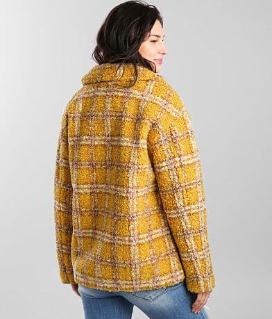 Vigoss Plaid Faux Fur Sherpa Coat back view