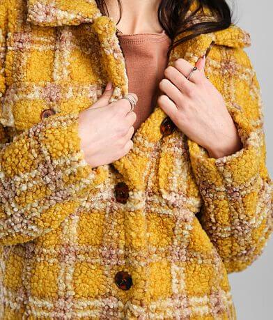 Vigoss Plaid Faux Fur Sherpa Coat misc detail 1 view