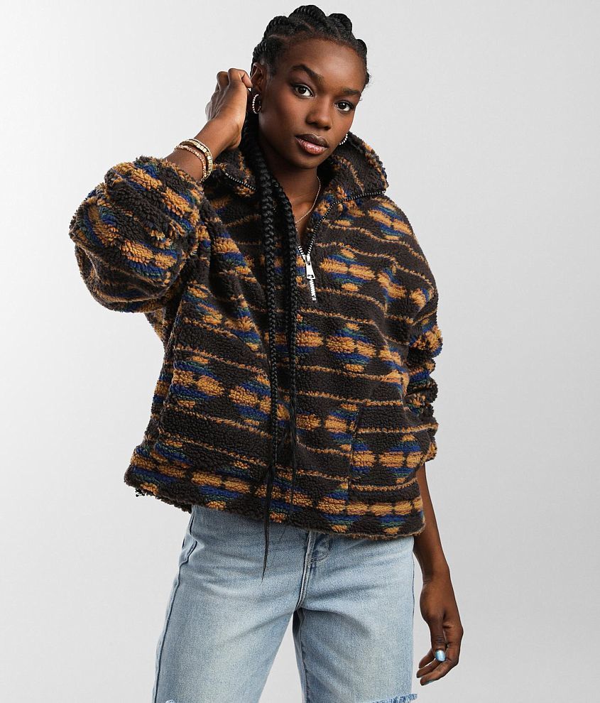 Brown sherpa pullover best sale