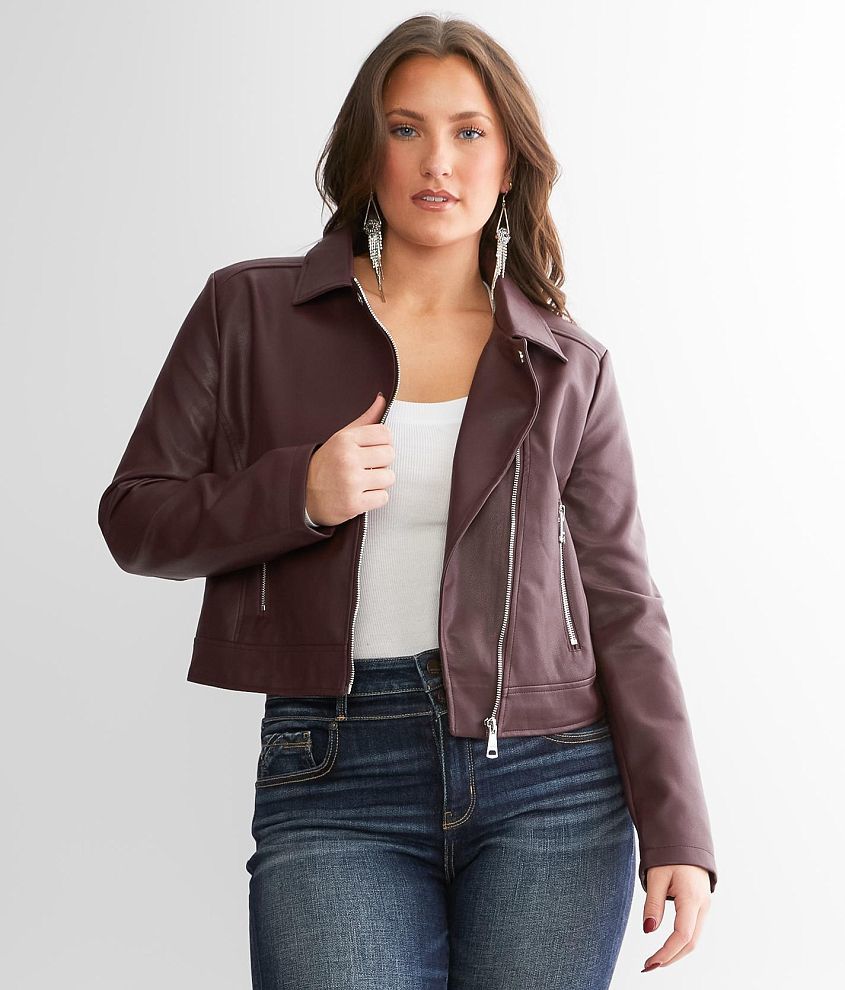 Vigoss Faux Leather Jacket - Women's Coats/Jackets in Burgundy | Buckle