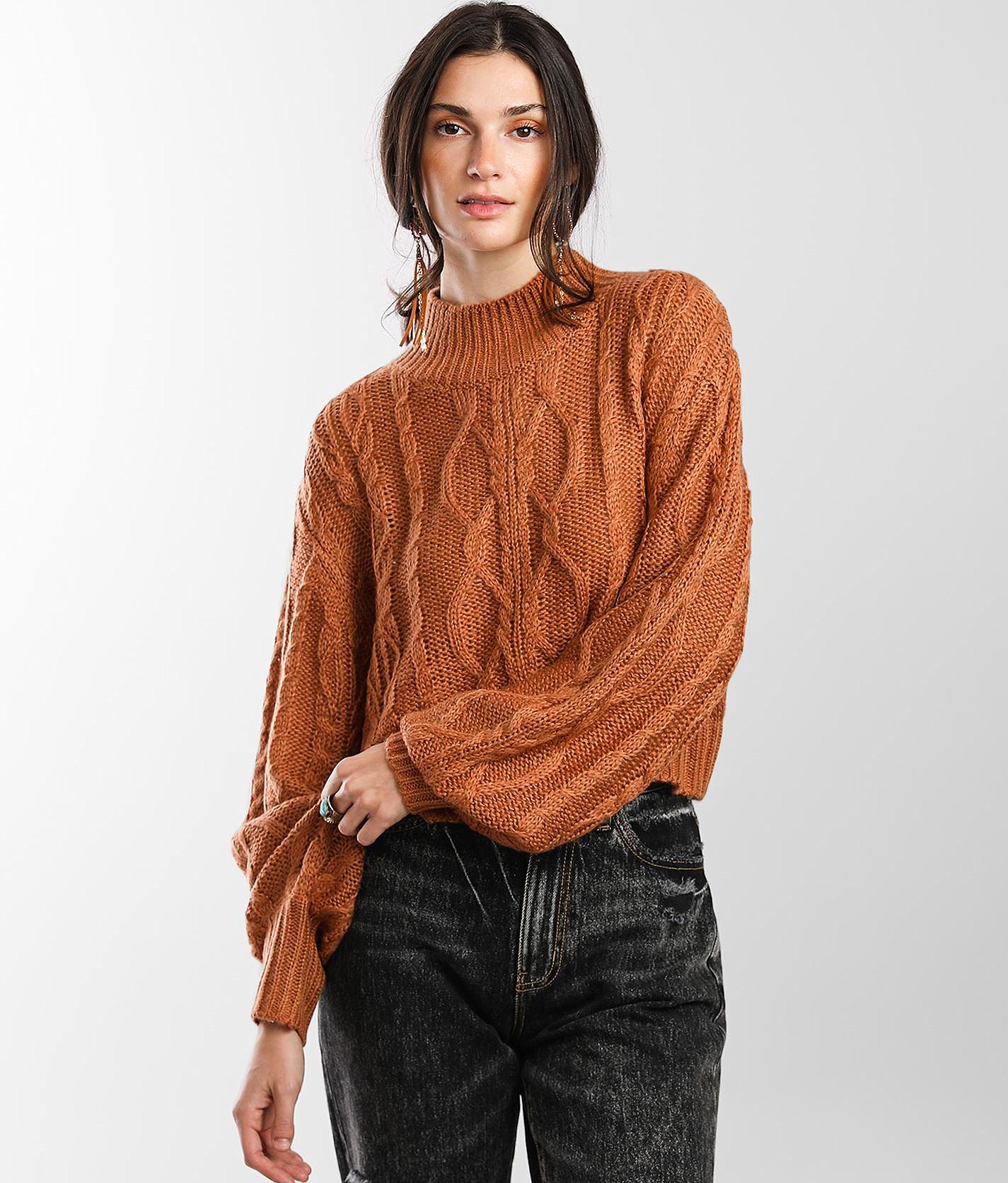 rust cable knit sweater