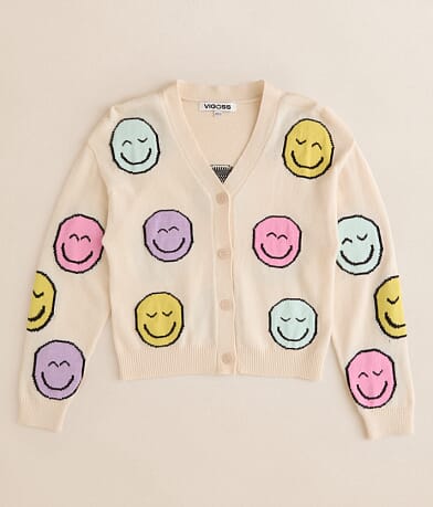Vigoss Girls - Smiley Cardigan Sweater front view