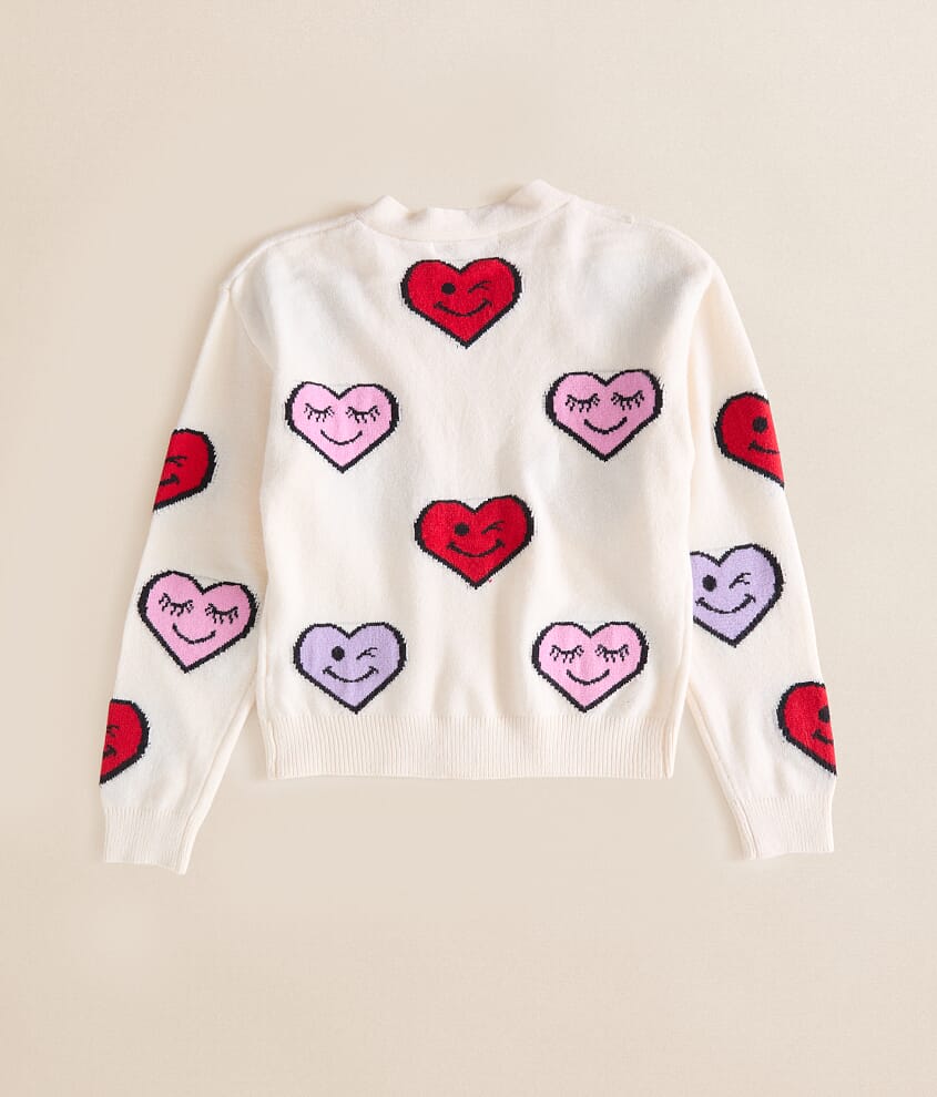 Girls - Heart Smiley Cardigan Sweater