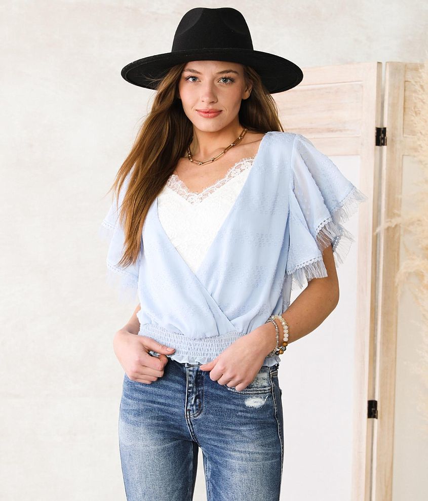 Chiffon surplice hot sale top