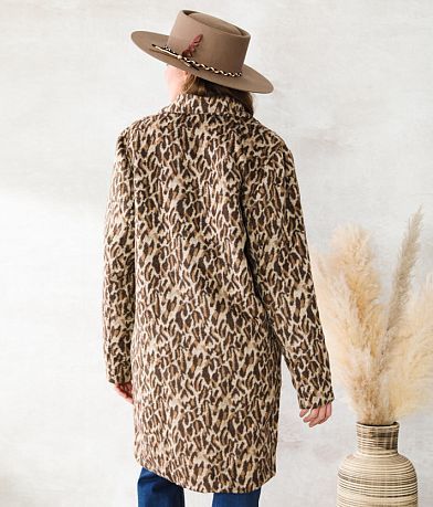 A. Peach Cheetah Print Duster Jacket BACK
