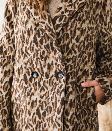 A. Peach Cheetah Print Duster Jacket MISC_DETAIL_1