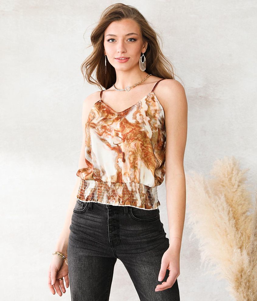 Willow &#38; Root Marbled Satin Tank Top front view