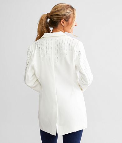 A. Peach Oversized Rhinestone Blazer back view