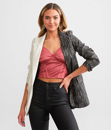 A. Peach Metallic Split Blazer FULL_LEFT_SIDE