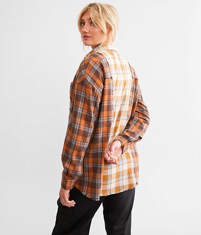 BKE Mixed Flannel Boyfriend Shirt BACK