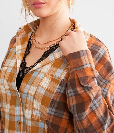 BKE Mixed Flannel Boyfriend Shirt MISC_DETAIL_1