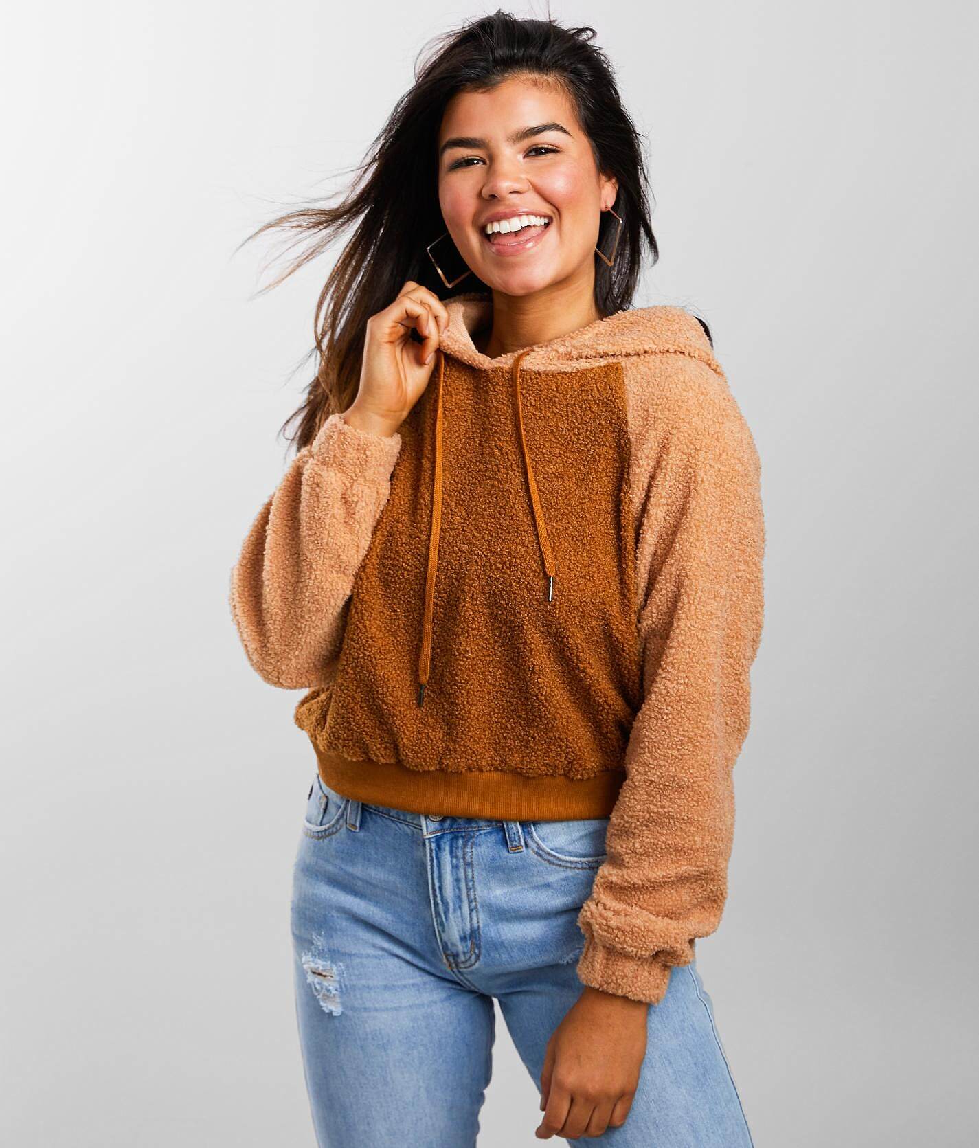 teddy hoodie cropped