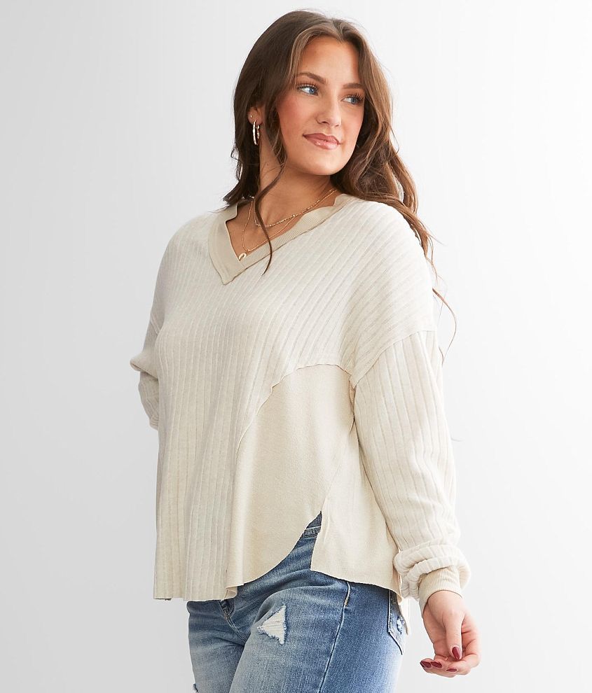 FITZ + EDDI Waffle Knit Top - Women's Shirts/Blouses in Cream