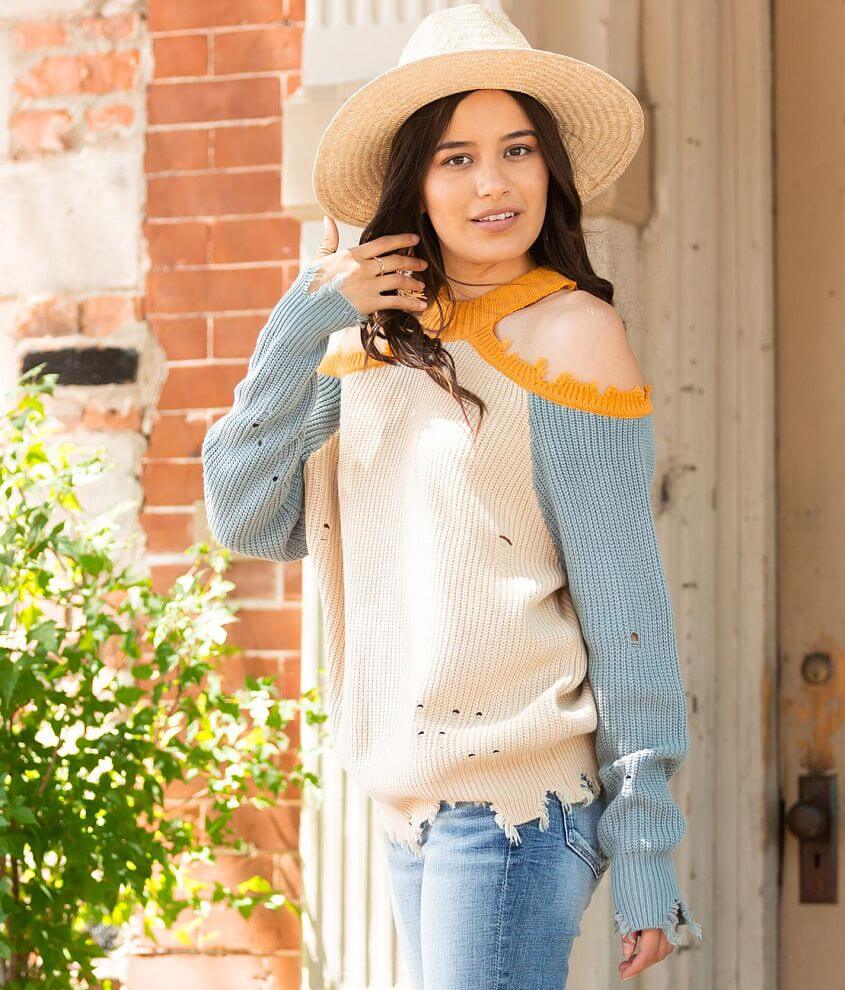 Mustard cold hotsell shoulder jumper