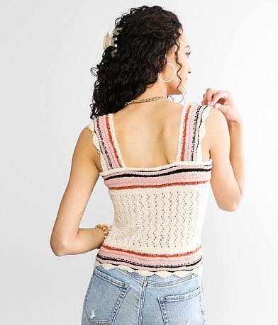 Gimmicks Striped Cropped Sweater Tank Top BACK