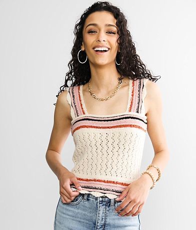 Gimmicks Striped Cropped Sweater Tank Top FULL_LEFT_SIDE