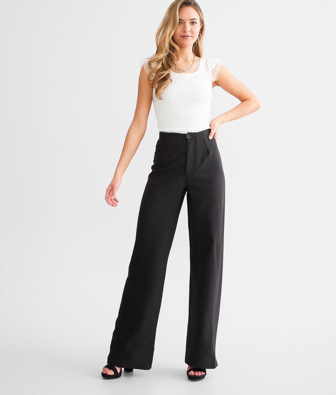 Center Press Wide-Pants(23ver.)-ブラック | harapeco