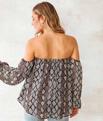 Willow &amp; Root Snake Print Chiffon Top back view