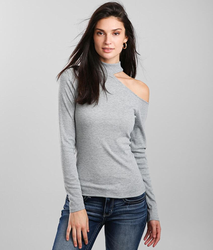 mock neck red top