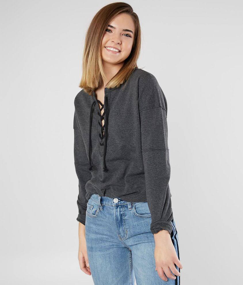 Image of FITZ + EDDI Heathered Lace-Up Top