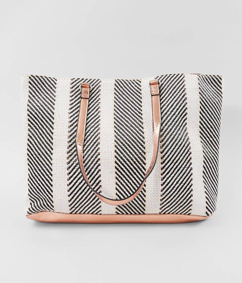 Image of Violet Ray Striped Woven Tote Purse