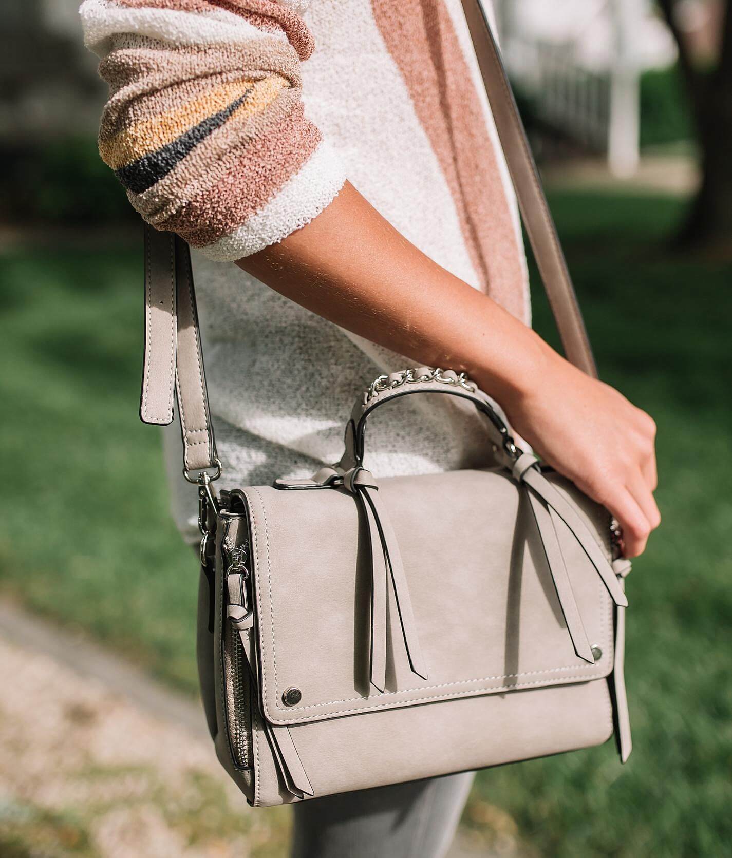 light grey crossbody purse