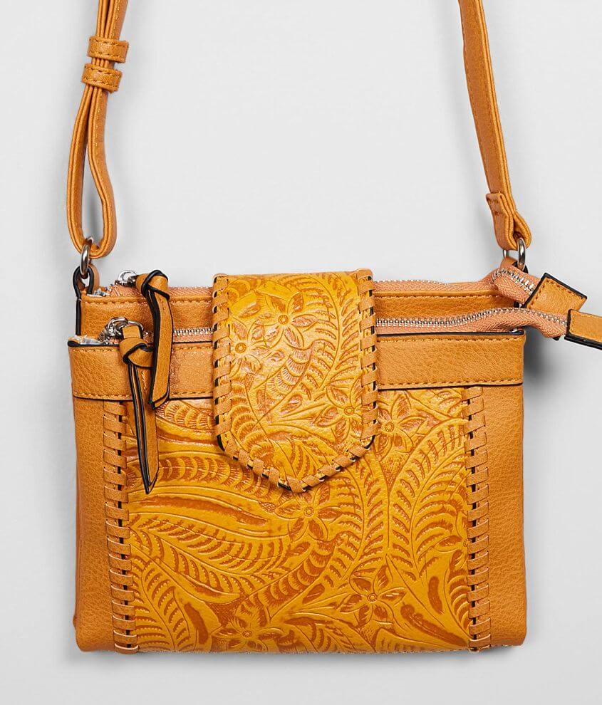 Image of Violet Ray Embossed Floral Crossbody Purse