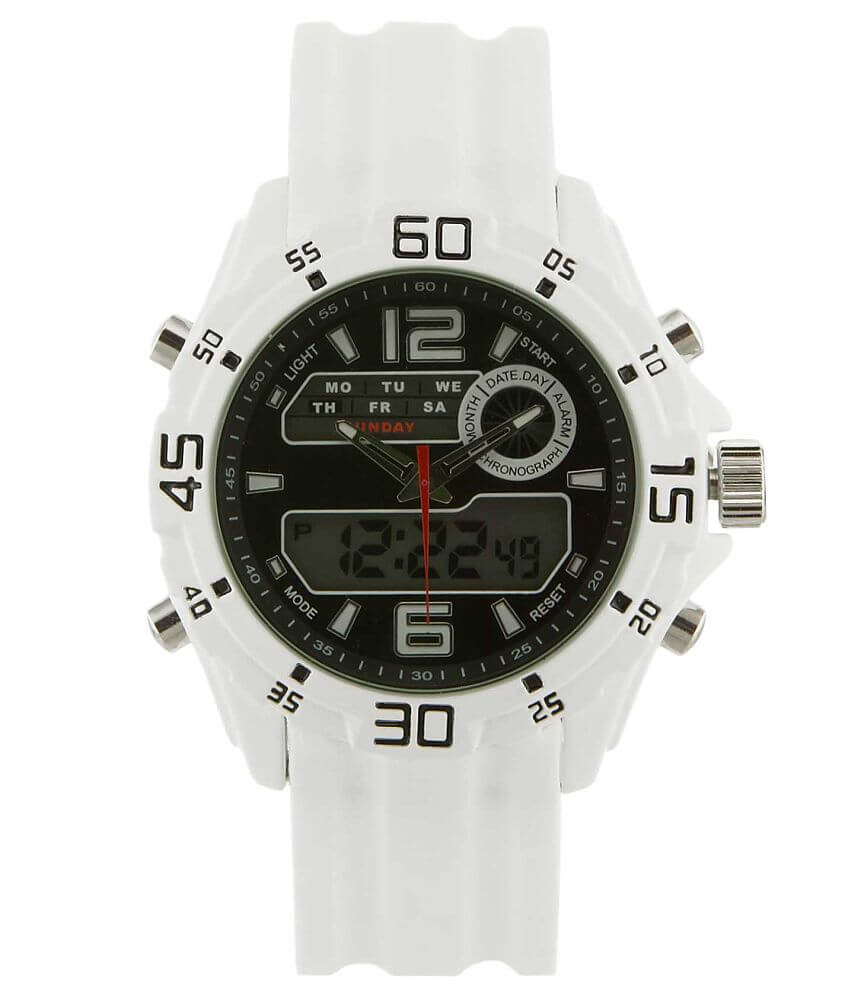 Accutime White Watch front view