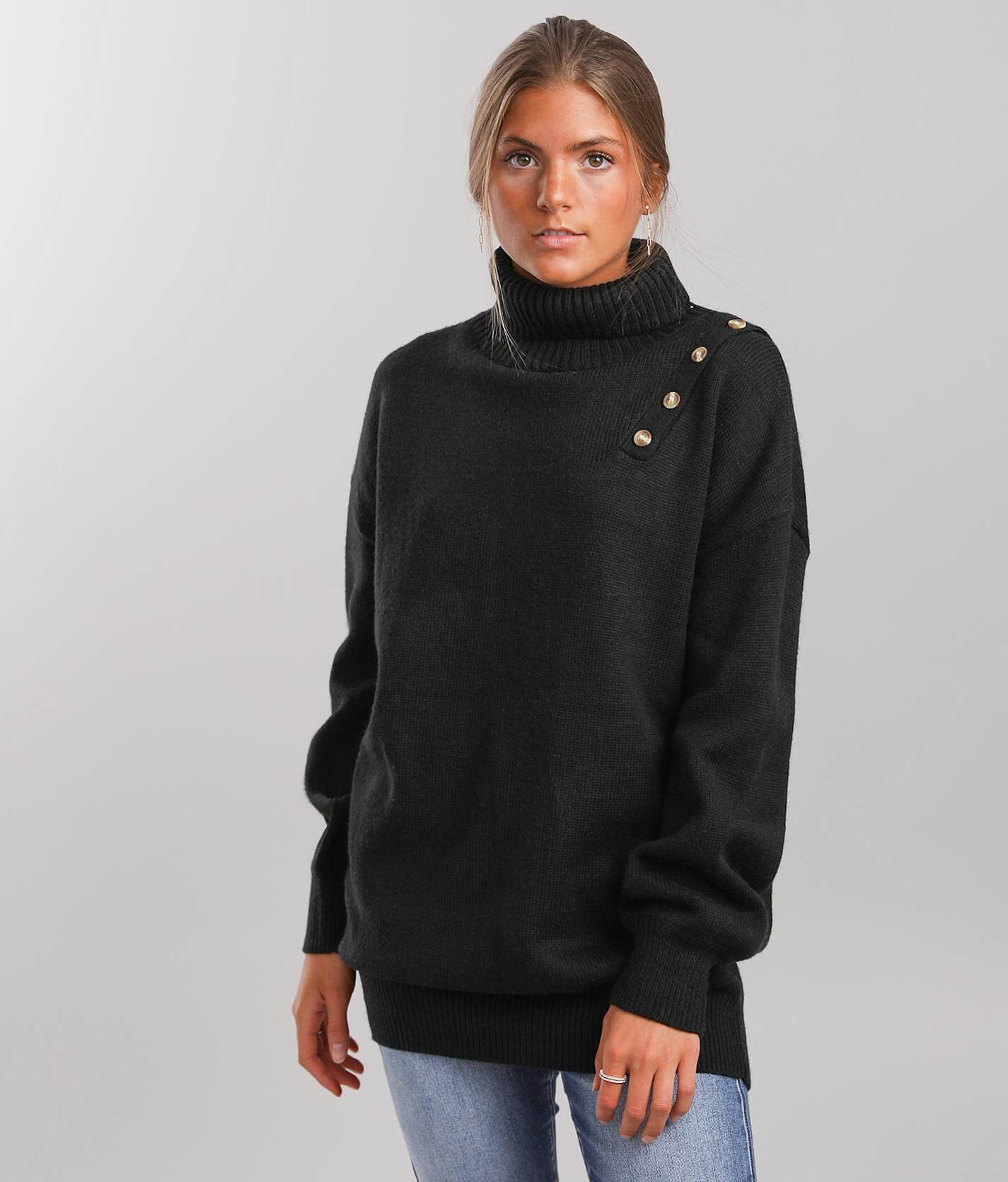 button turtleneck sweater