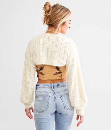 Eyelash Bolero Cropped Cardigan Sweater