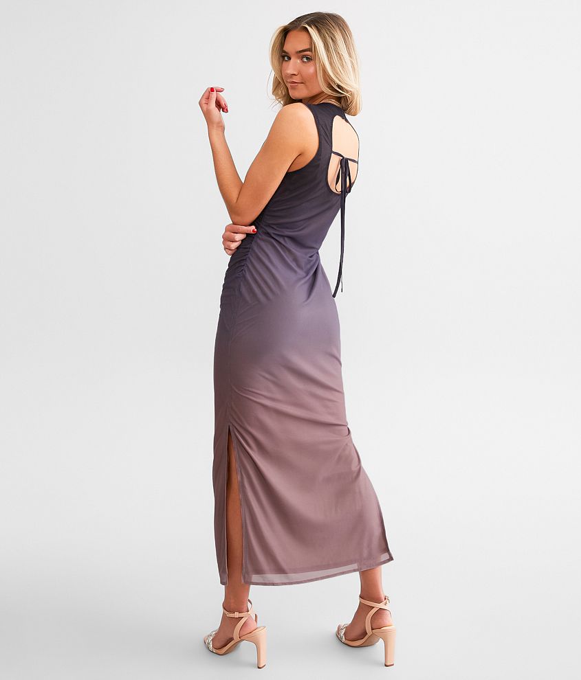 Acoa Gradient Mesh Ruched Midi Dress front view