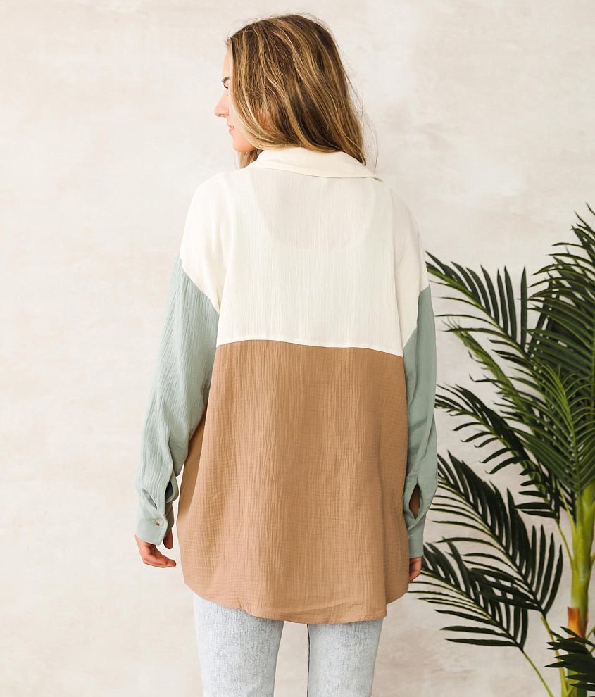 Color Block Crinkle Shirt