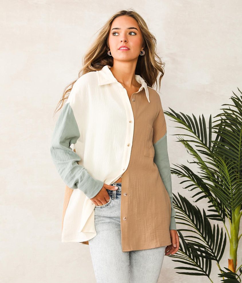 Oversized Crinkled Shirt - Cream - Ladies