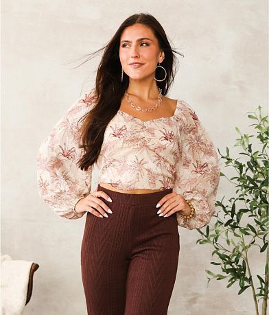 Acoa Floral Print Open Back Top front view