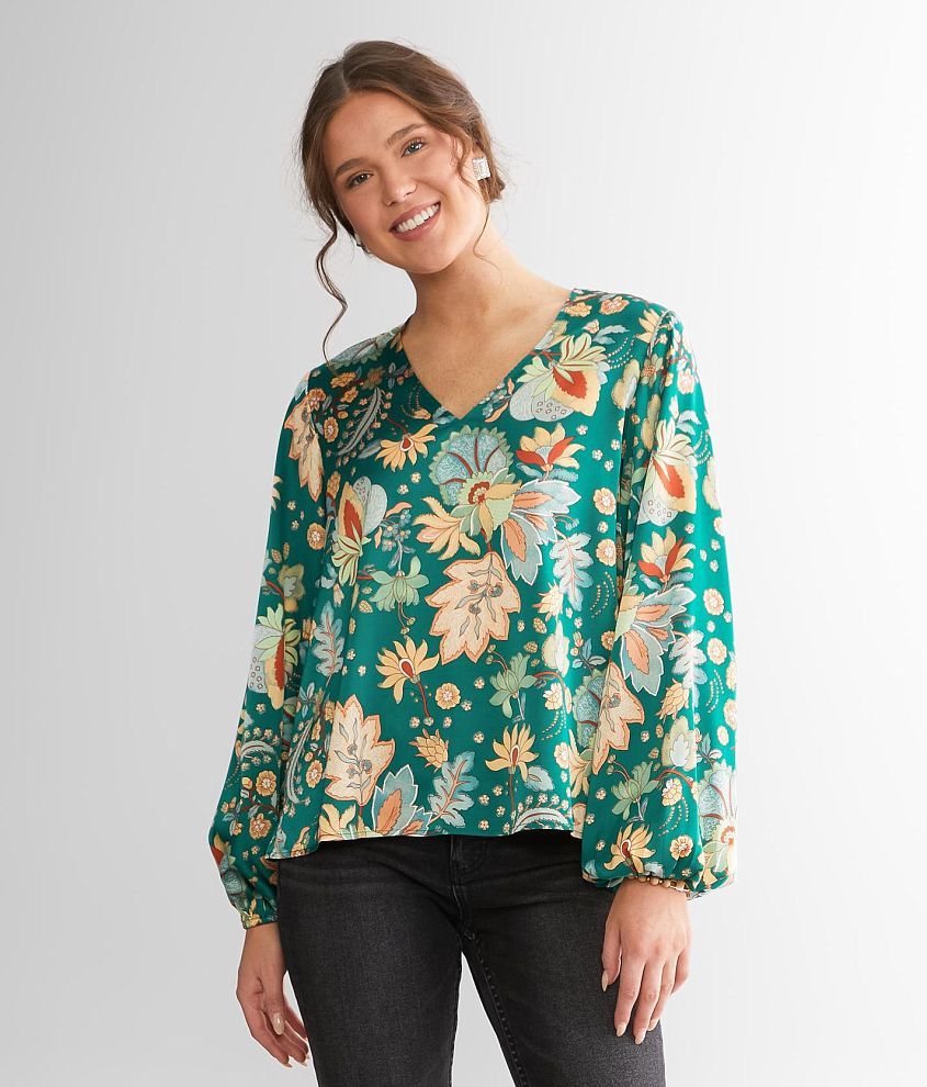 Daytrip Floral Satin Top front view