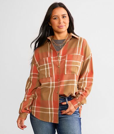 BKE Plaid Boyfriend Flannel Shirt FULL_RIGHT_SIDE