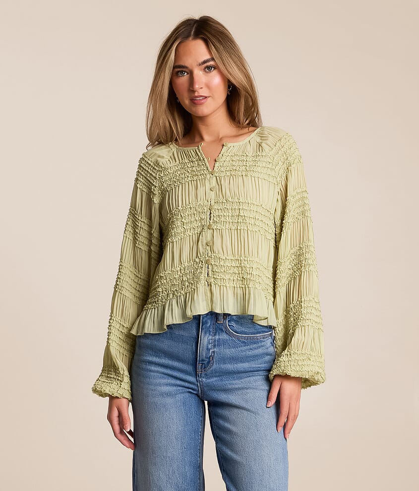 Willow & Root Textured Chiffon Top - Women's Shirts & Blouses in
