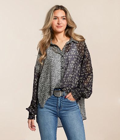 Acoa Mixed Floral Chiffon Blouse front view