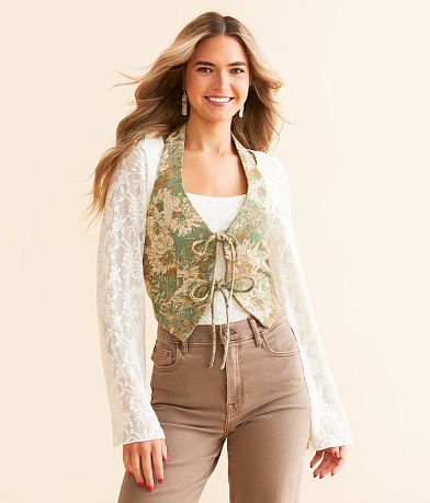 Willow & Root Floral Jacquard Halter Vest front view