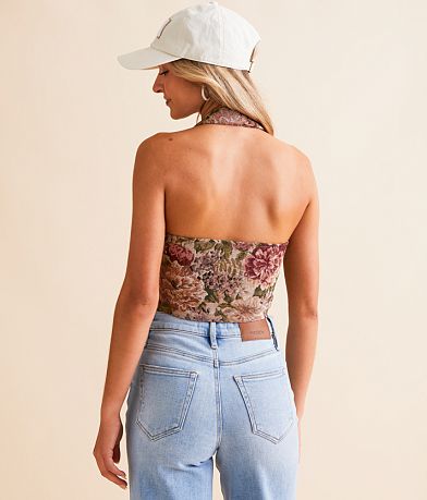 Willow &amp; Root Floral Jacquard Halter Vest back view